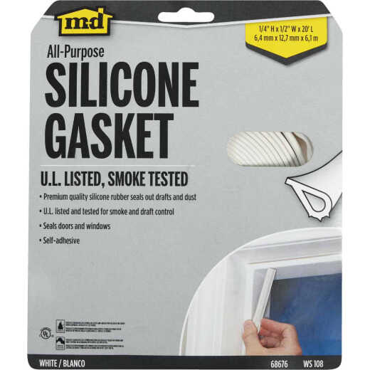 M-D Ultra Smoke Seal White 20' Door Gasket